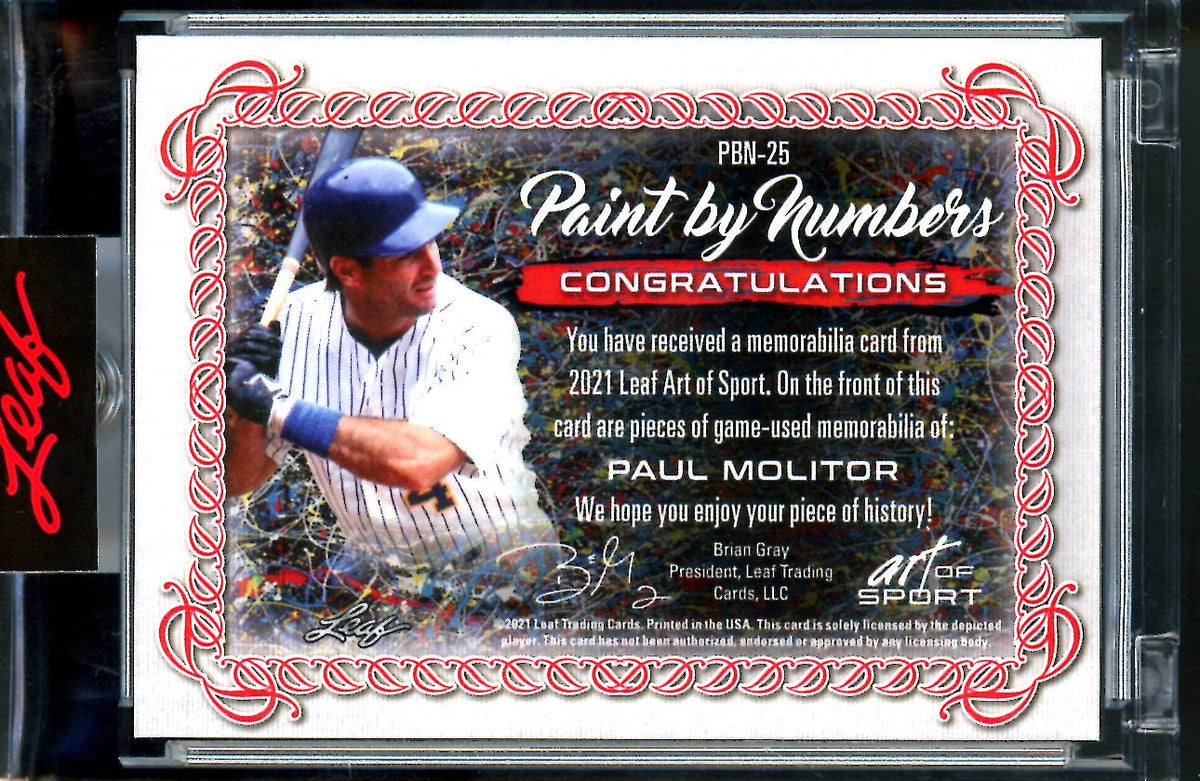 2021 Leaf Art of Sport Paul Molitor Paint by Numbers Patch /4 Brewers