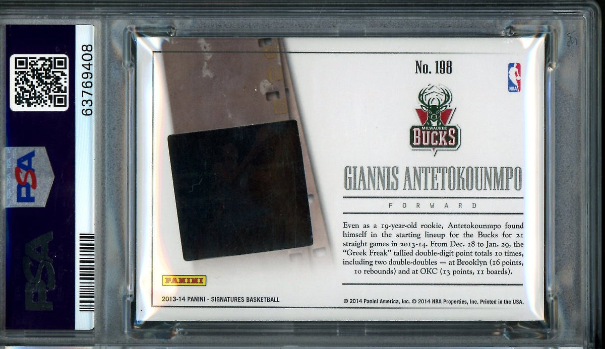 2013/14 Panini Signatures Giannis Antetokounmpo Rookie Film /20 PSA 9 Bucks