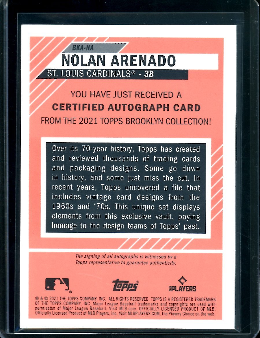 2021 Topps Brooklyn Nolan Arenado Auto /30 Cardinals