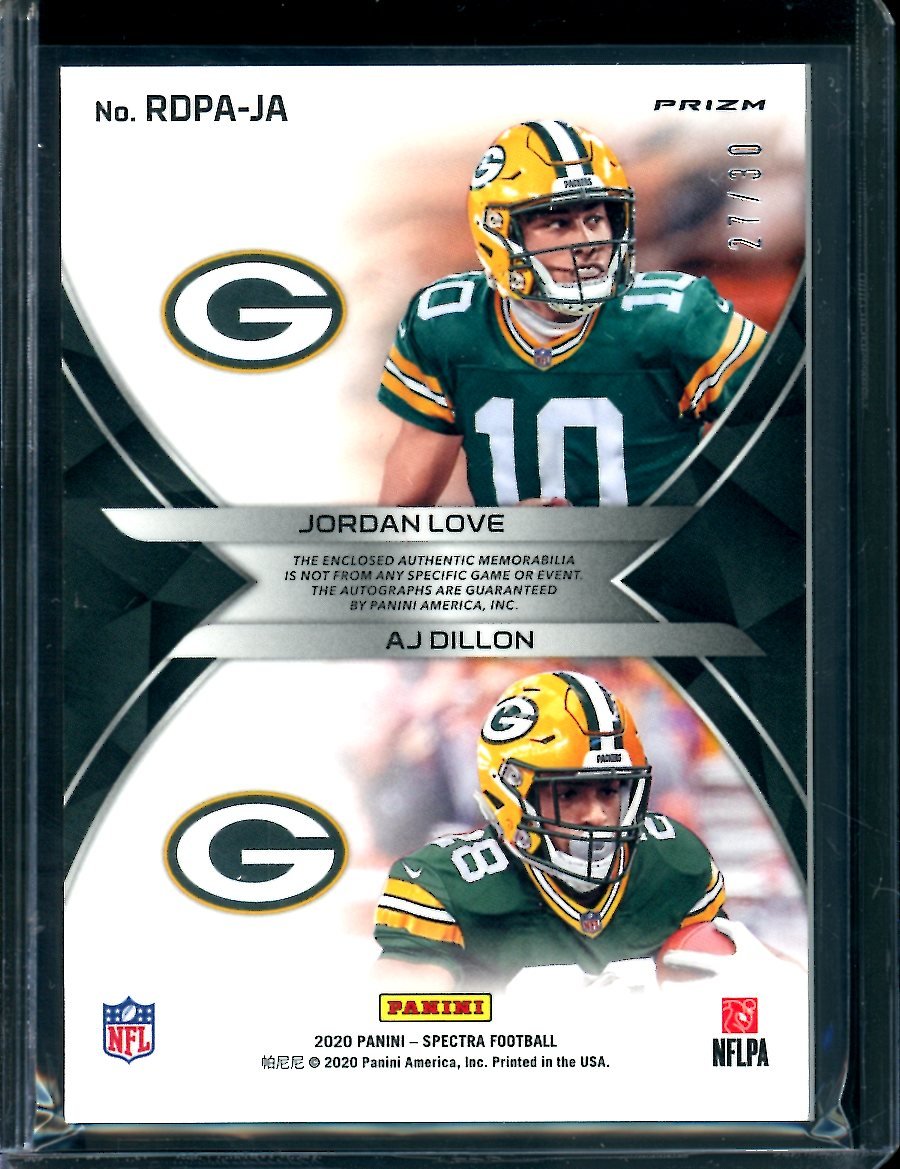 2020 Panini Spectra Jordan Love/AJ Dillon Dual Rookie RPA /30 Packers