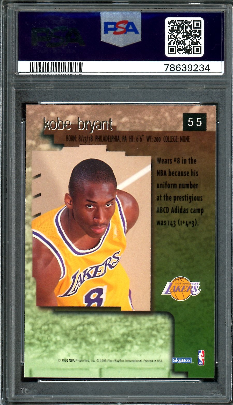 1996 Fleer Skybox Premium Kobe Bryant Rookie PSA 7 Lakers