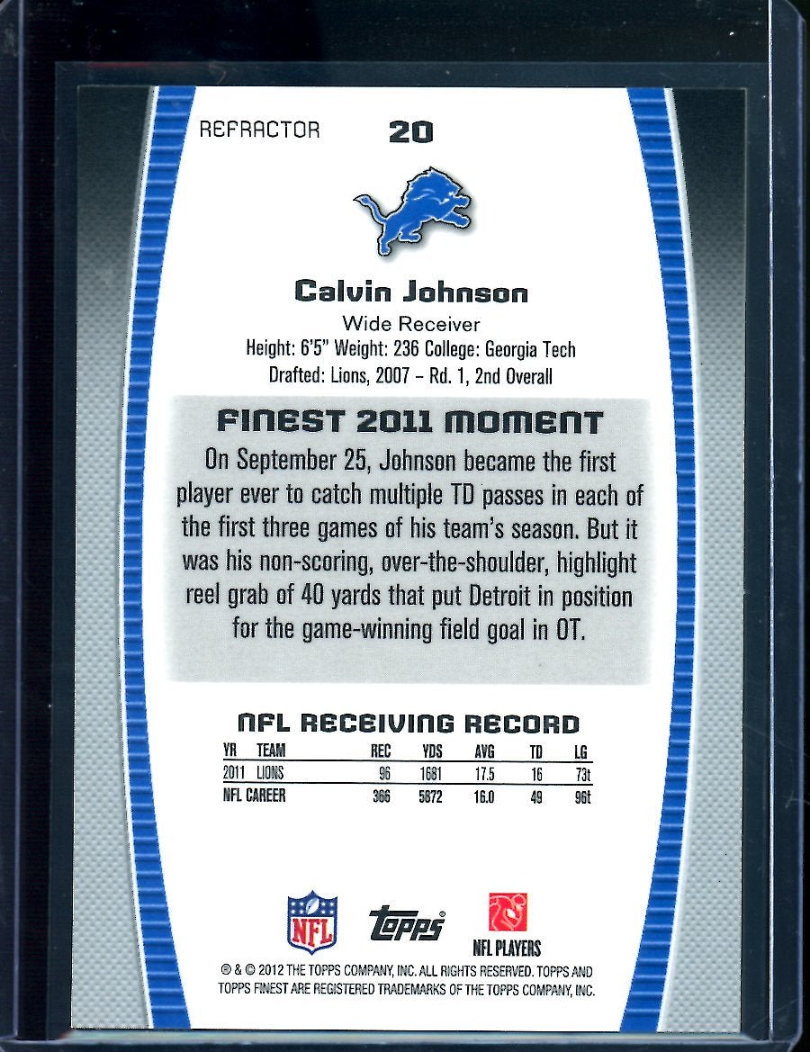 2012 Topps Finest Calvin Johnson Red Refractor /25 Lions