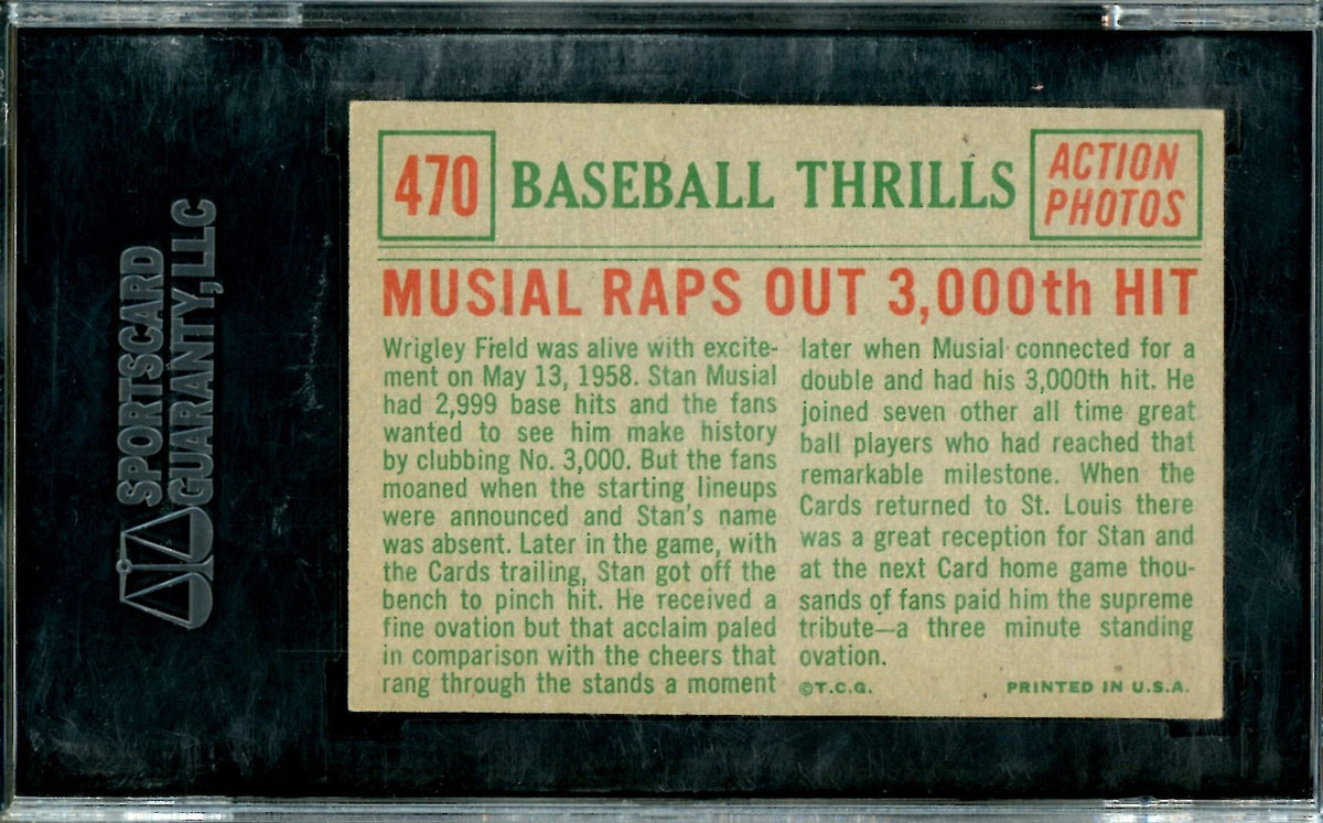 1959 Topps Stan Musial #470 Baseball Thrills SGC 4.5 Cardinals