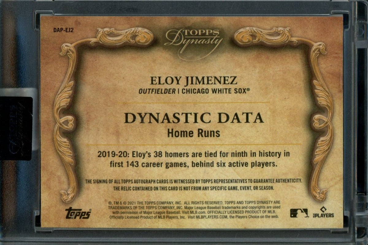 2021 Topps Dynasty Eloy Jimenez Dynastic Data Patch Auto /5 White Sox