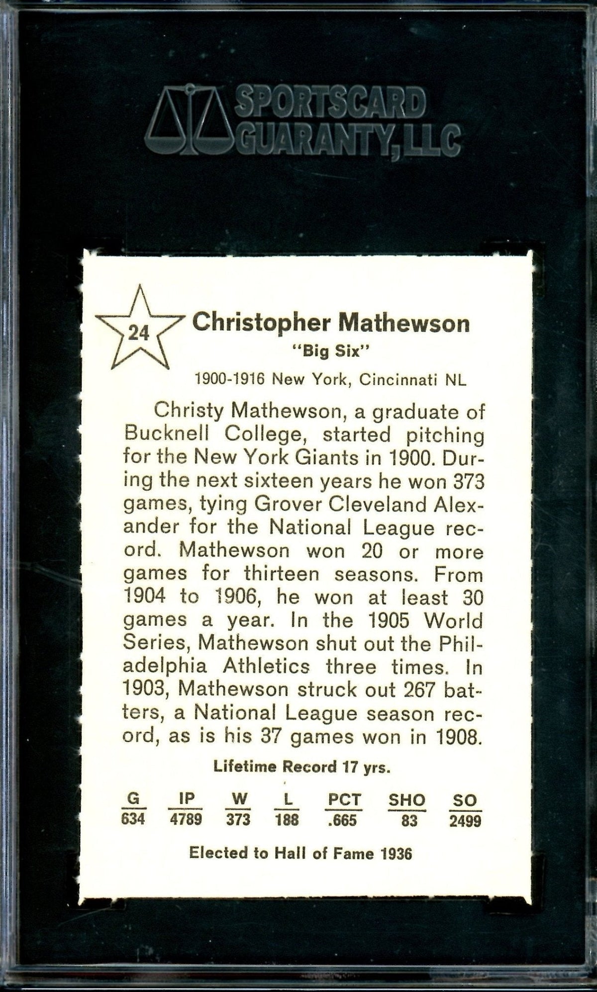 1961 Golden Press Christy Mathewson #24 SGC 10