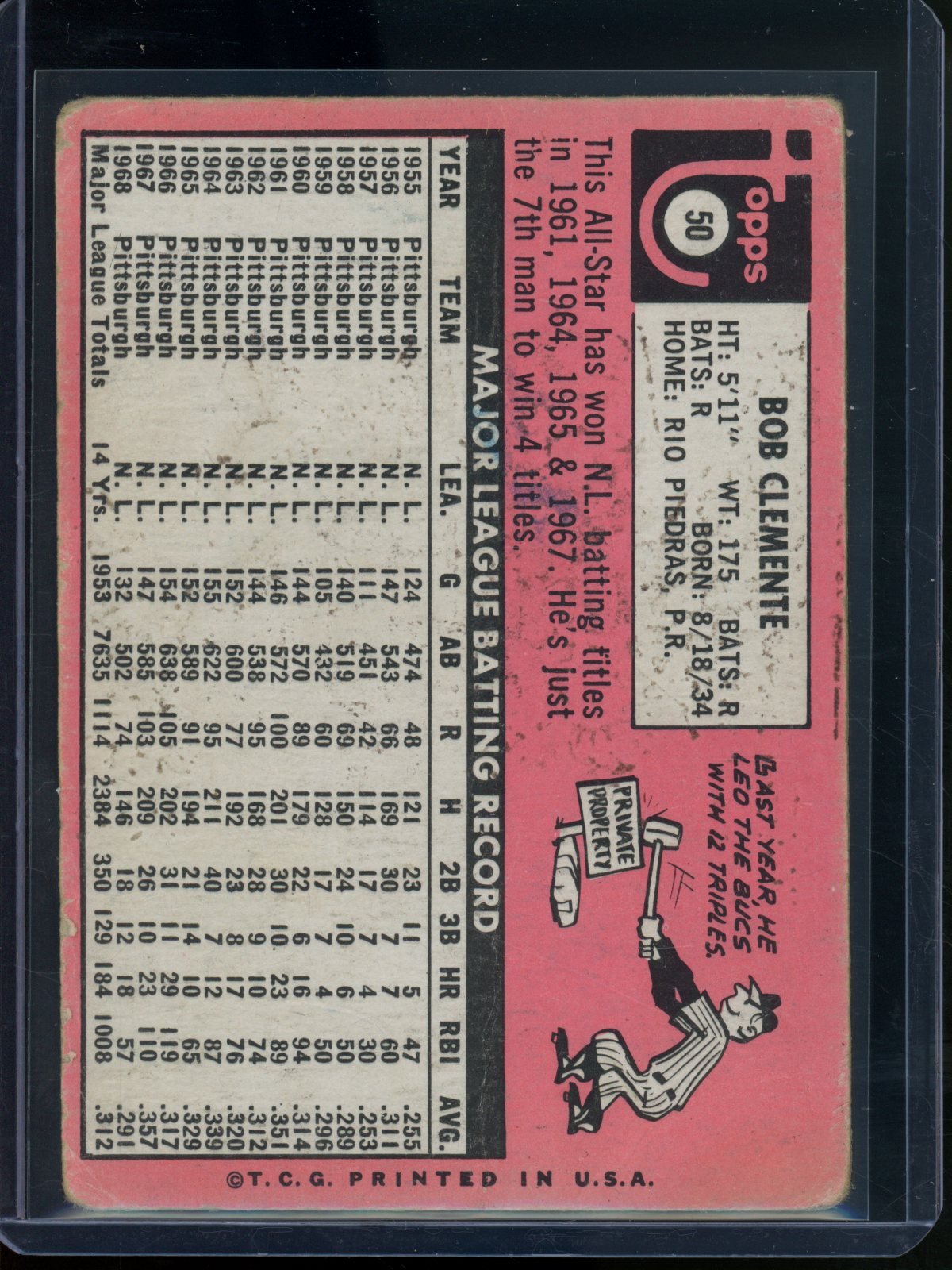 1969 Topps Roberto Clemente #50 Pirates