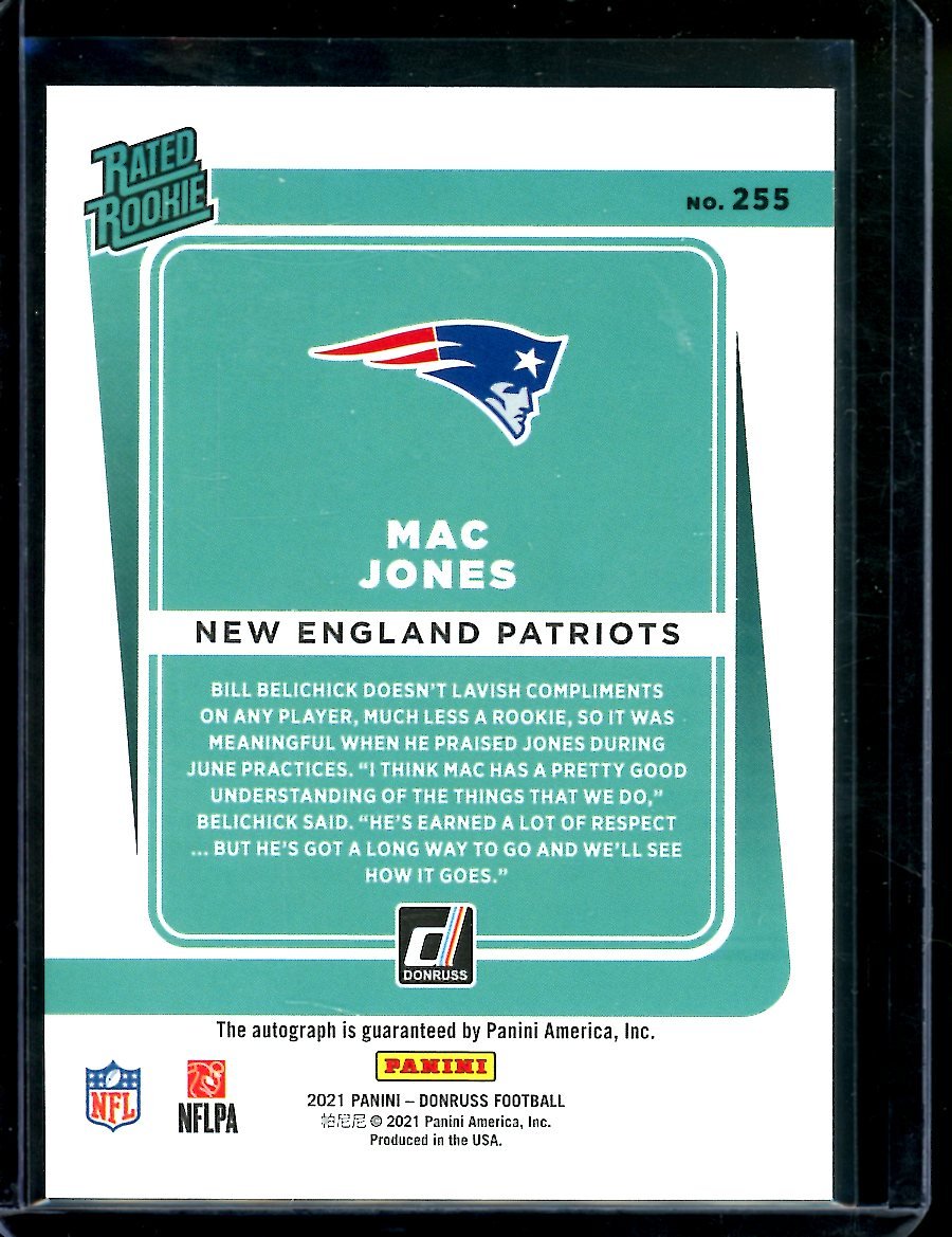 2021 Panini Donruss Mac Jones Rookie Auto Bronze Patriots