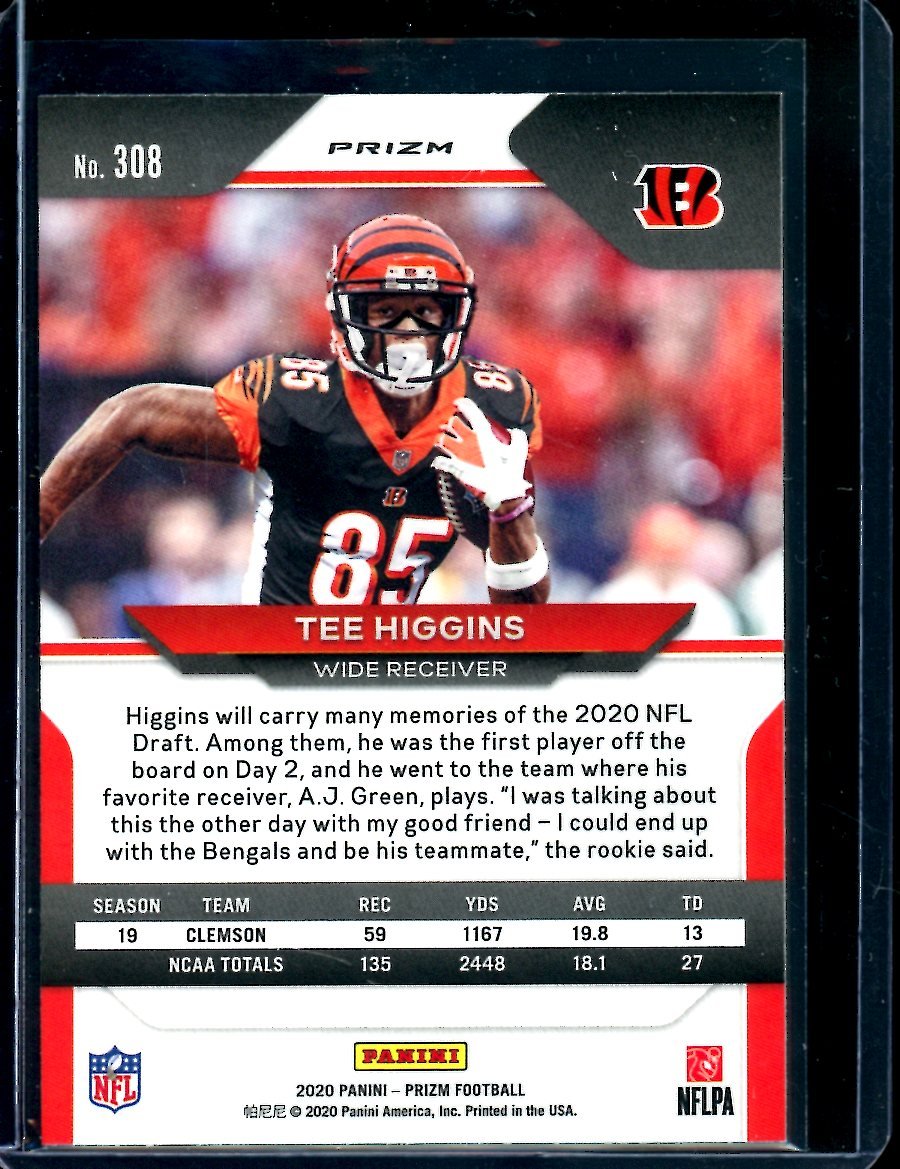 2020 Panini Prizm Tee Higgins Rookie Orange Disco Bengals