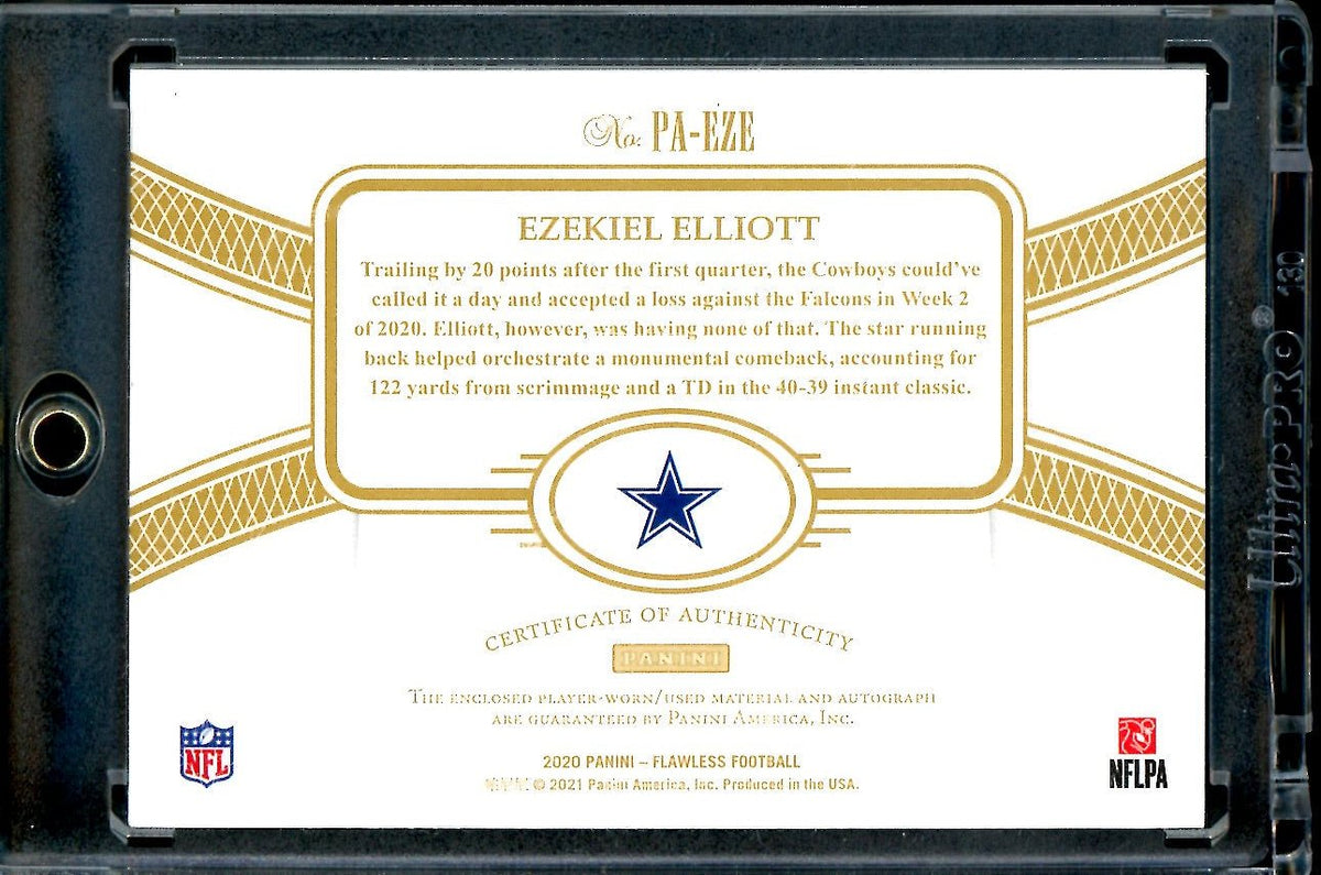 2020 Panini Flawless Ezekiel Elliott Patch Auto Red /5 Cowboys