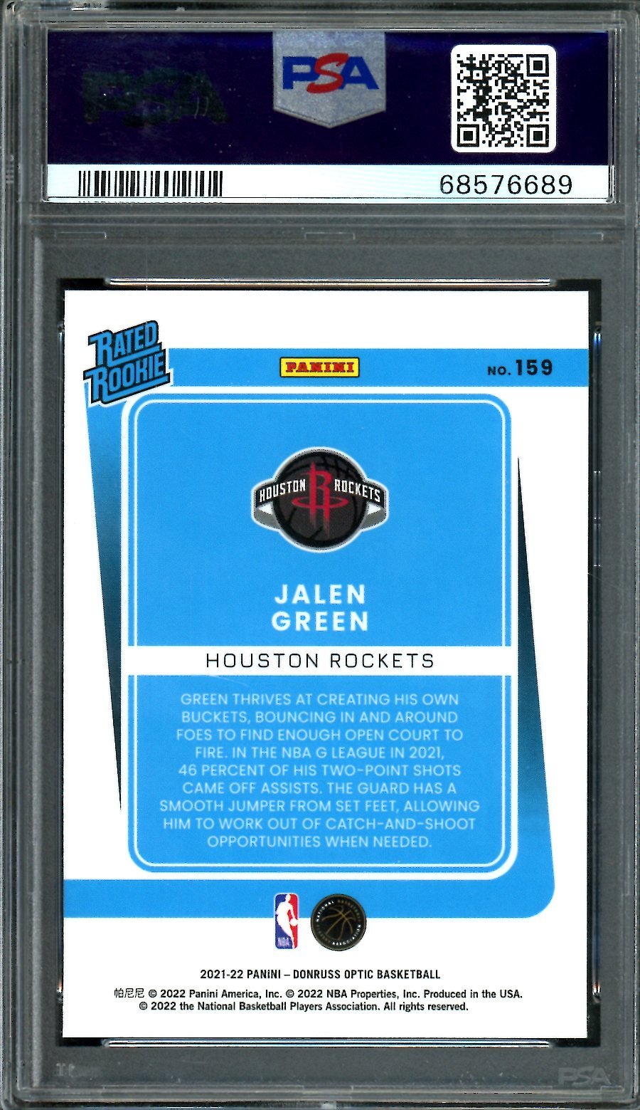 2021-22 Panini Optic Jalen Green Rookie PSA 10 Rockets