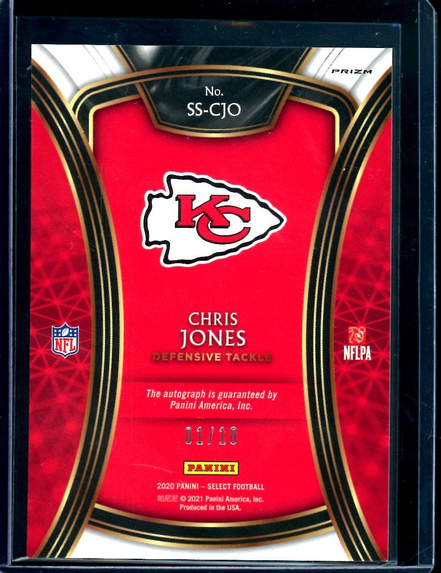 2020 Panini Select Chris Jones Gold Shimmer Auto /10 Chiefs
