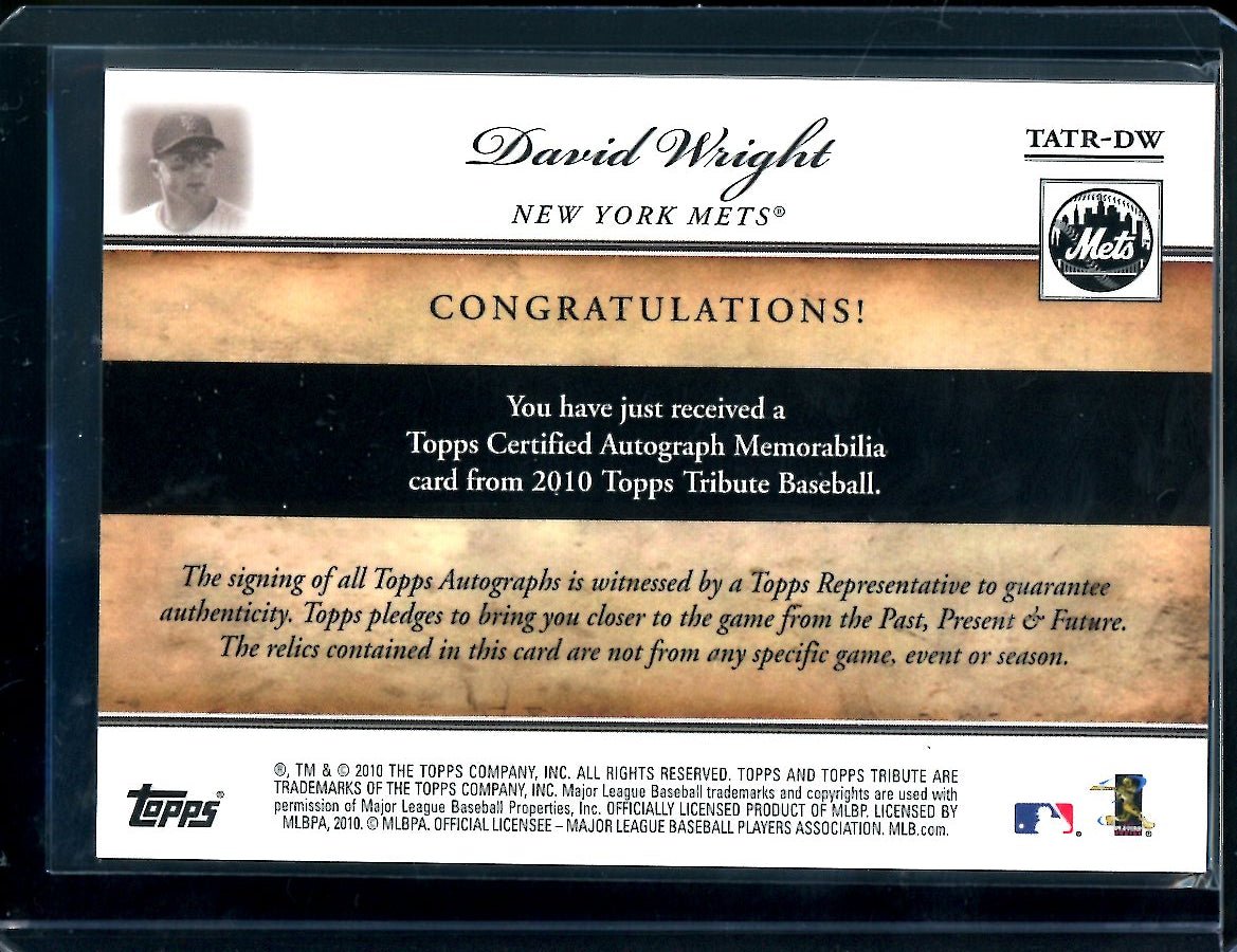 2010 Topps Tribute David Wright Patch Auto /50 Mets