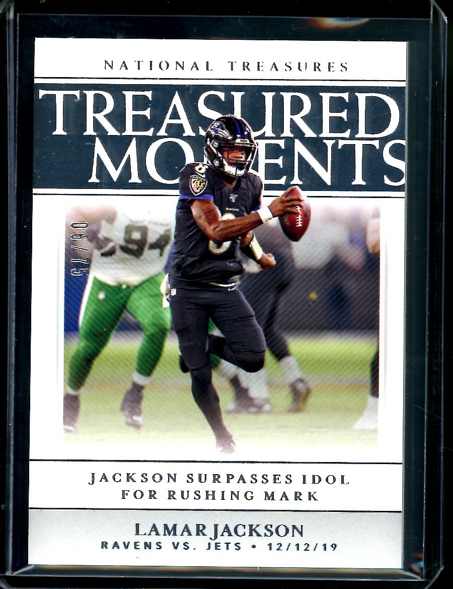 2019 Panini National Treasures Lamar Jackson Treasures Moments /75 Ravens