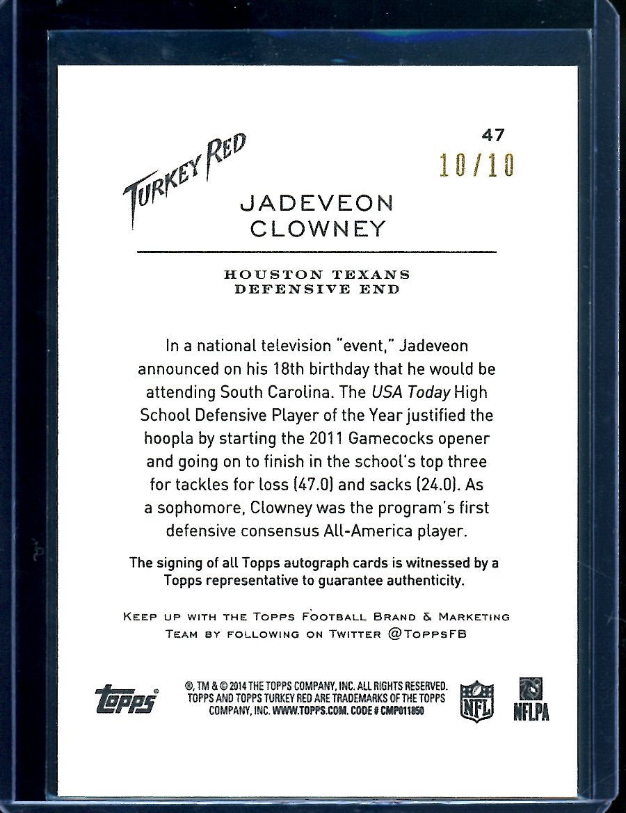 2014 Panini Turkey Red Jadeveon Clowney Rookie Auto /10 Texans
