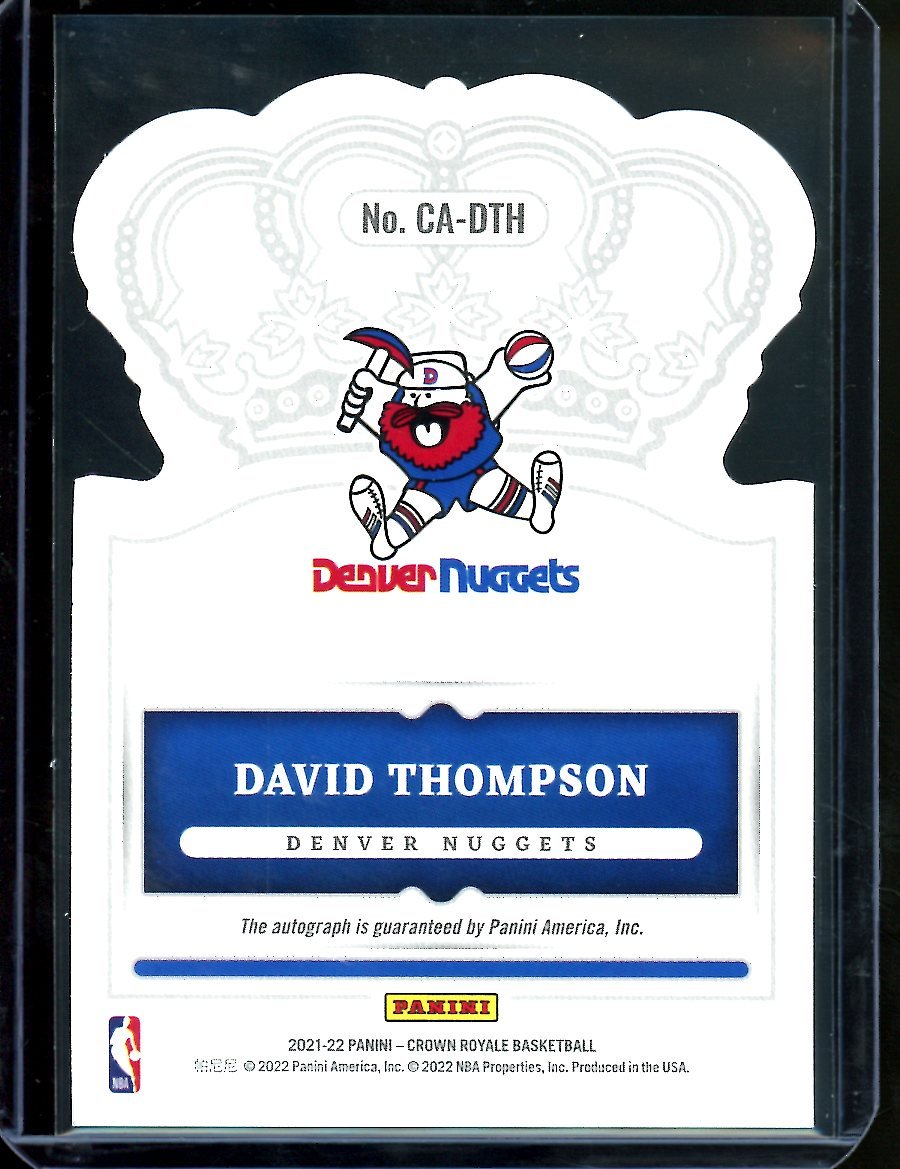 2021/22 Panini Crown Royale David Thompson Auto Purple /25 Nuggets