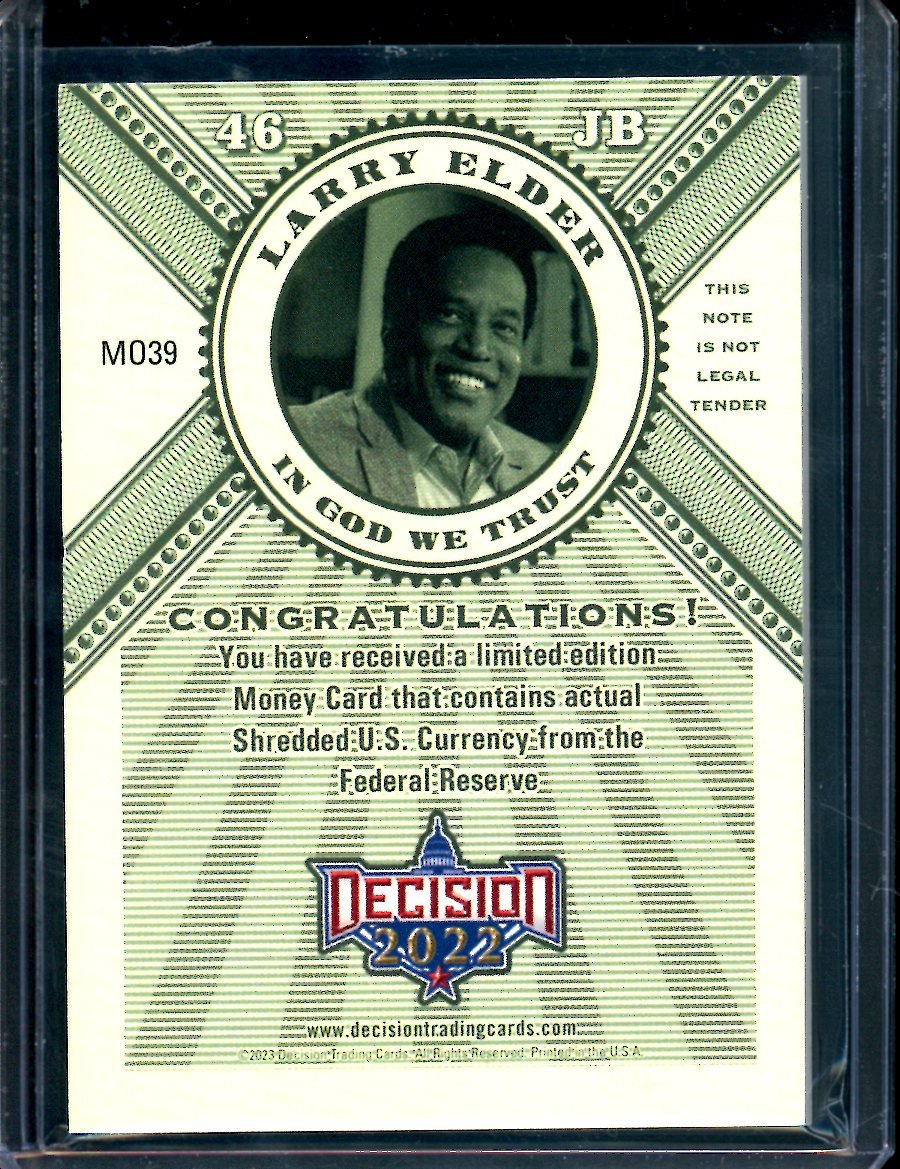 2022 Benchwarmers Decision Larry Elder Money Card 1/1