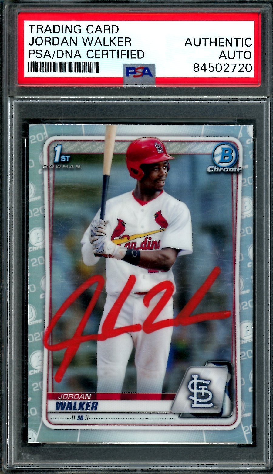 2020 Bowman Chrome Jordan Walker 1st Bowman Refactor PSA Authentic Auto Cardinals