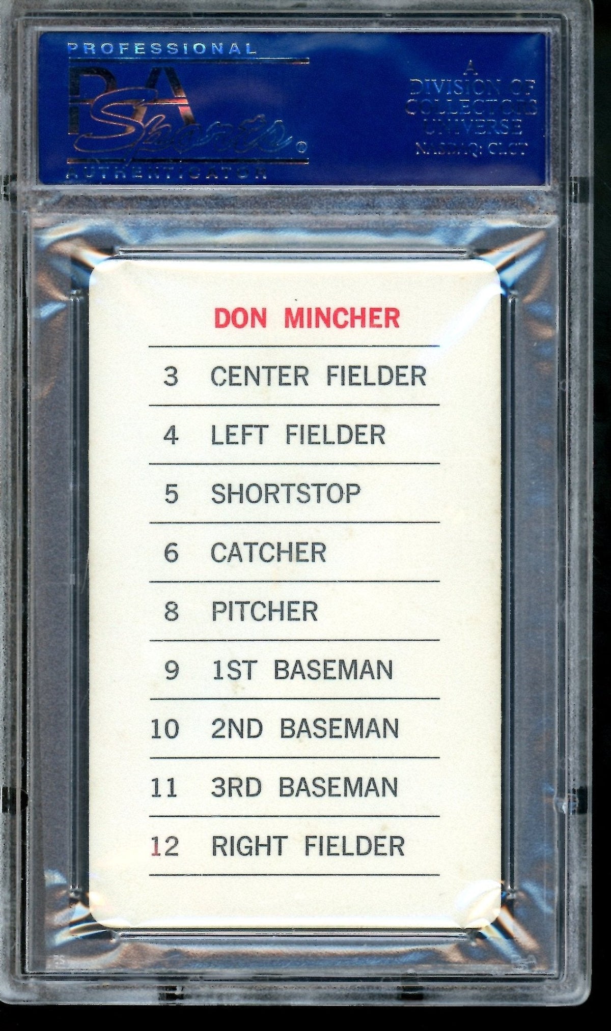 1970 Milton Bradley Don Mincher PSA 9