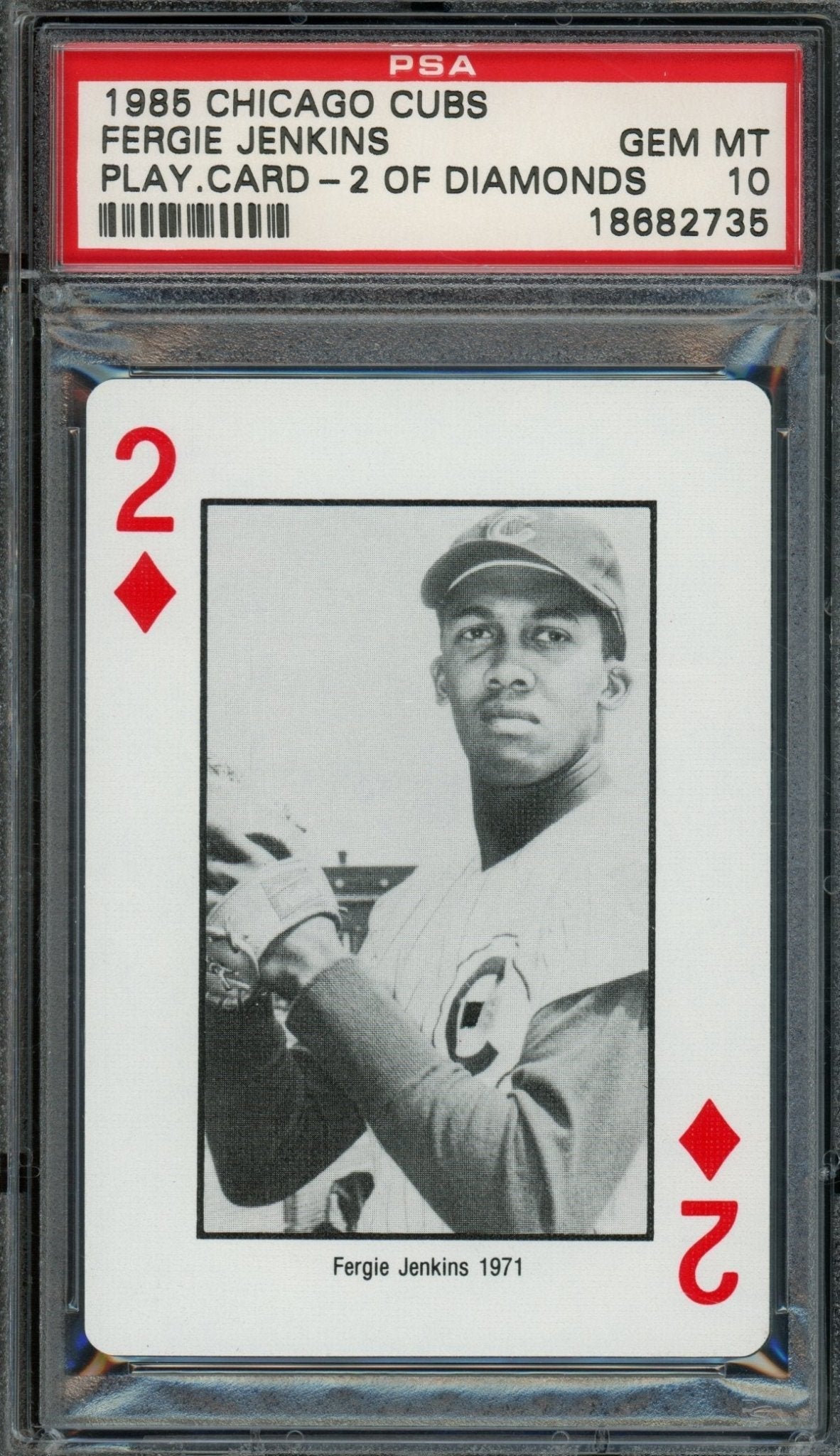 1985 Playing Cards Fergie Jenkins 2 of Diamonds PSA 10 Cubs
