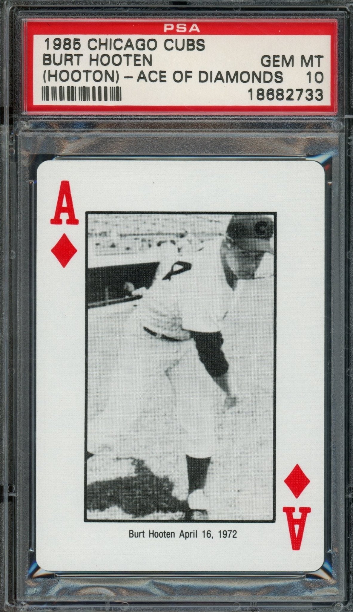 1985 Playing Cards Burt Hooten Ace of Diamonds PSA 10 Cubs