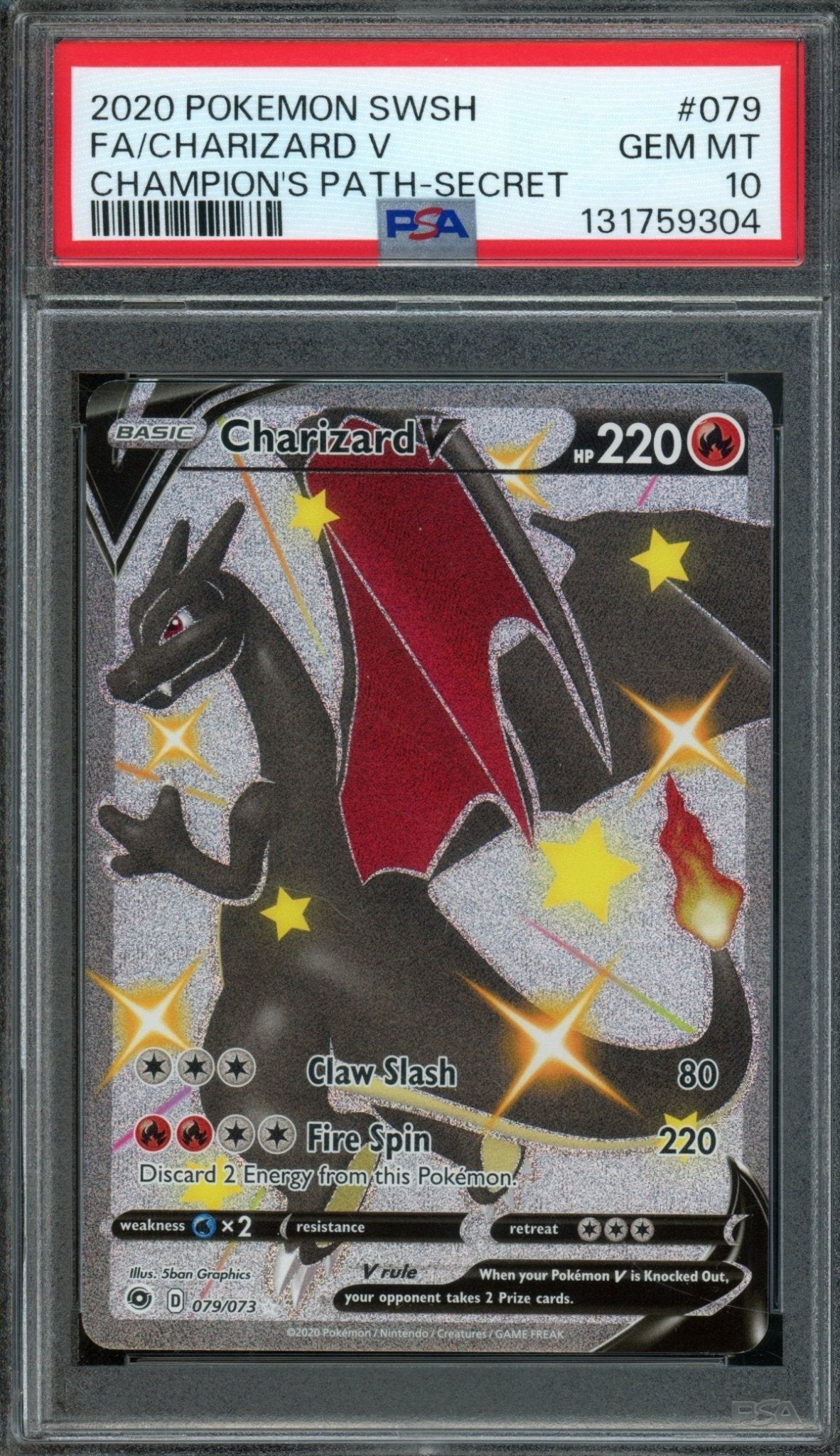 2020 Pokemon Champion's Path Charizard Vstar 079/073 PSA 10