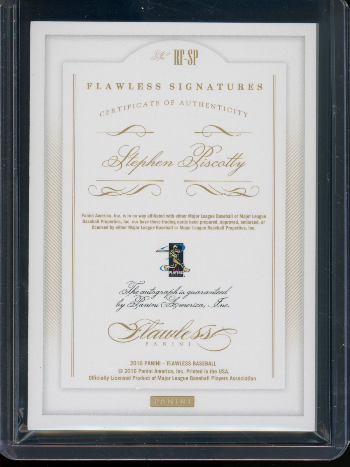 2016 Panini Flawless Stephen Piscotty Rookie RC Autograph Ruby /20 Cardinals
