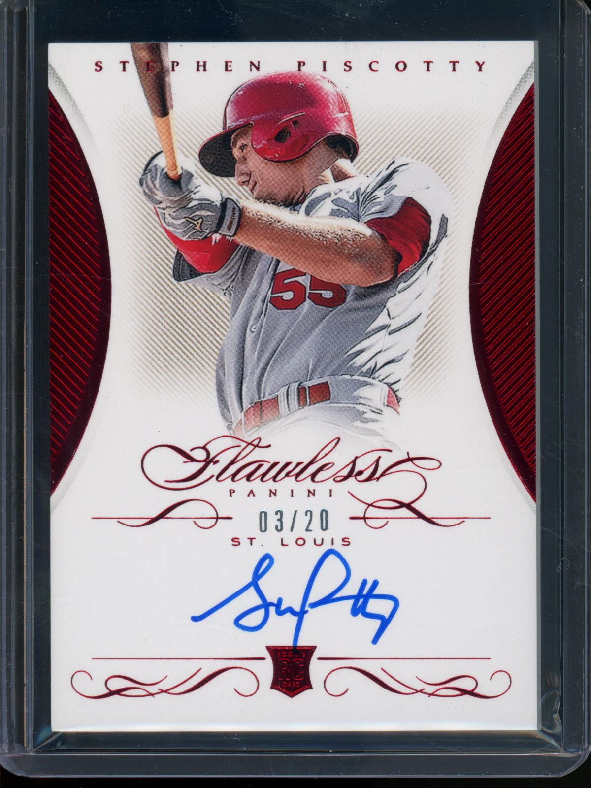 2016 Panini Flawless Stephen Piscotty Rookie RC Autograph Ruby /20 Cardinals