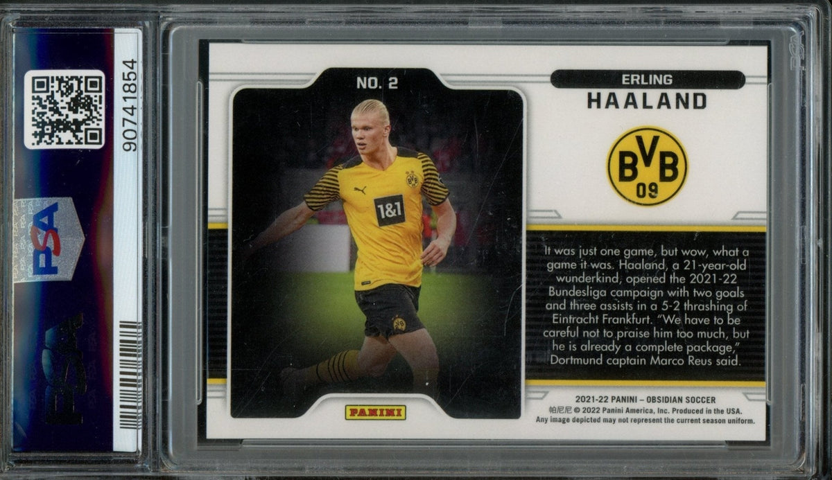 2021/22 Panini Obsidian Erling Haaland Black Color Blast Case Hit #2 PSA 10 Dortmund
