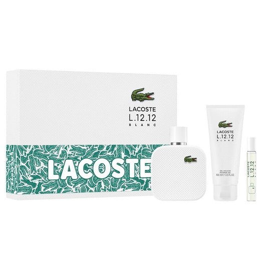 Lacoste Blanc Men Set 3.3oz EDT & 3.3oz SG & .25oz Mini EDT