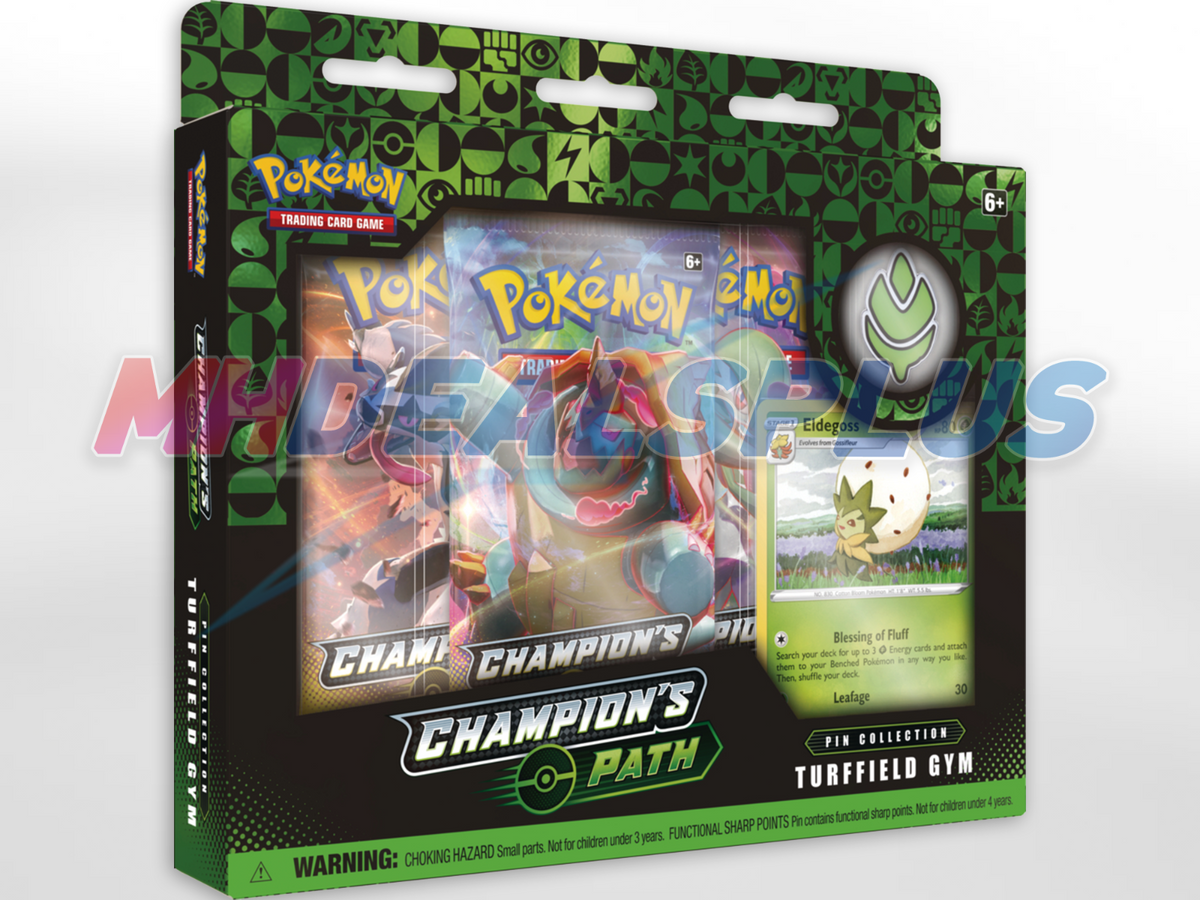 Pokemon TCG Champion's Path Turffield Gym Pin Collection - 3 Packs, 1 Pin/Promo