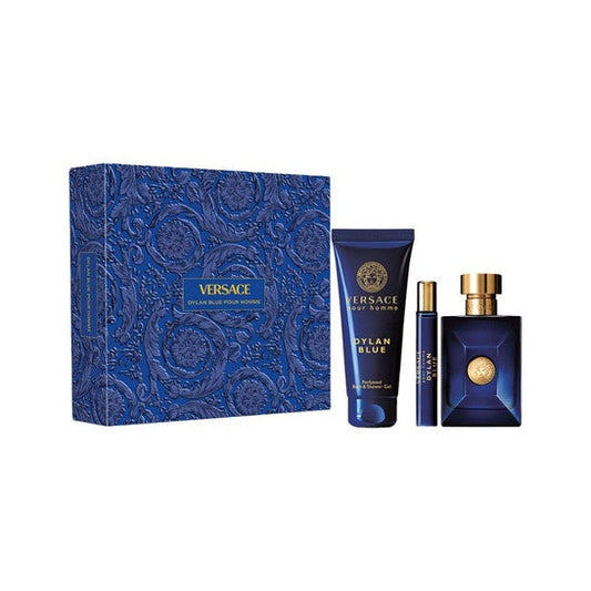 Versace Dylan Blue Men Set 3.4oz EDT & .34oz Mini & 5oz SG